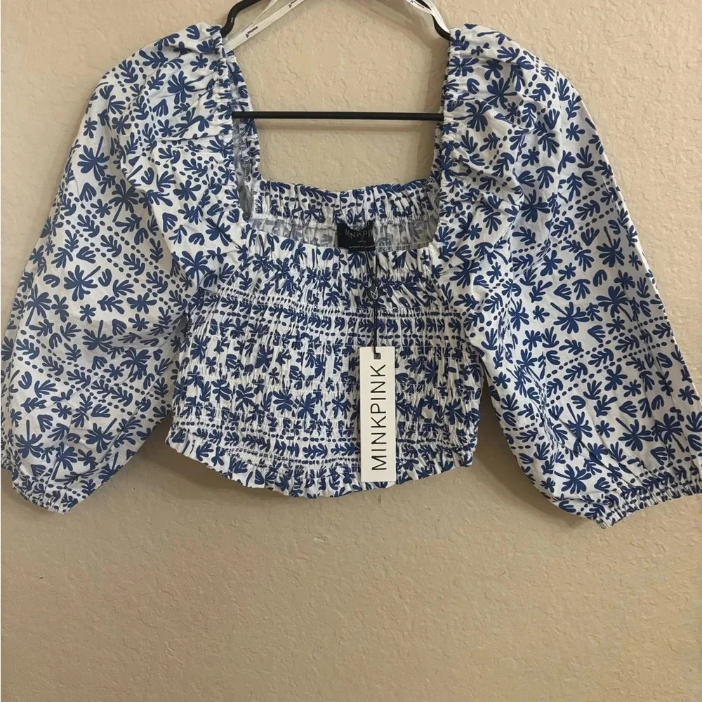 NWT Minkpink Ithica Shirred Top - Picture 3 of 5